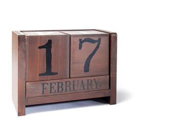 Wooden Perpetual Calendar set to February 17th