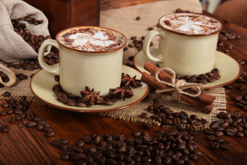 coffee with milk foam and chocolate