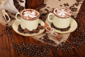 coffee with milk foam and chocolate