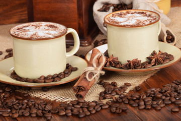 coffee with milk foam and chocolate