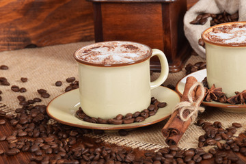 coffee with milk foam and chocolate