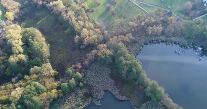 Aerial view of lake orfu with trees