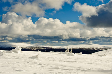 Northern Ural. Mountains and clouds