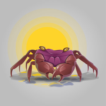 red crab on gray background
