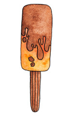 Watercolor Hand Drawn Colorful Ice Cream