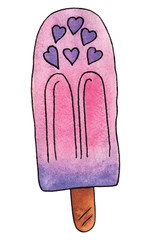 Watercolor Hand Drawn Colorful Ice Cream