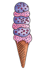Watercolor Hand Drawn Colorful Ice Cream