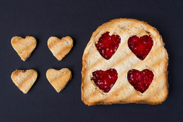 Grilled toast with raspberry jam
