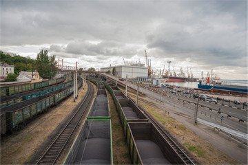 Fototapeta na wymiar View on the railway transport center
