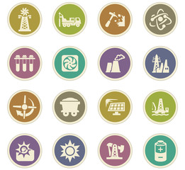 Fuel Power generation icons set