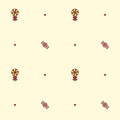 Seamless vector pattern. Candies motif. Sugarplum and lollipop.