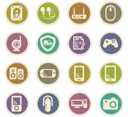 Supermarket electronic icons set