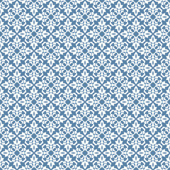 Floral pattern. Wallpaper seamless vector background. Blue and white ornament. Graphic modern pattern