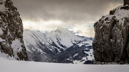 The beautiful "Hohgant" mountain in the Swiss Alps, located south of the Emmental in the canton of Berne and is distinguished by the name "Furggengütsch".