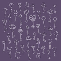 Set of 40 key vector. Template for style design.