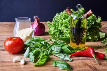 Fresh vegetables on the table before cooking
