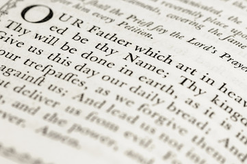 The Lord's Prayer in a very old version of the Book of Common Prayer (CofE)