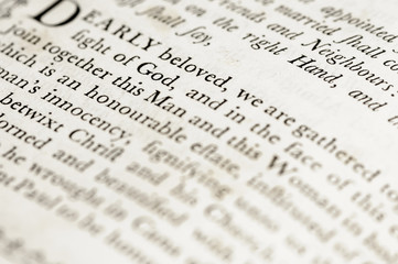 Marriage Service in a very old version of the Book of Common Prayer (CofE)