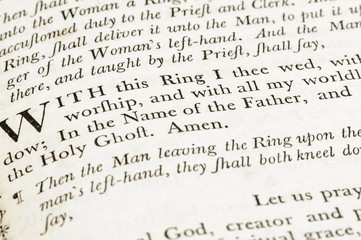 Marriage Service in a very old version of the Book of Common Prayer (CofE)