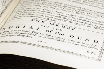 Order for Burial of the Dead in a very old version of the Book of Common Prayer (CofE)