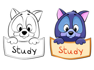 Cartoon pet - Frame in two variations - line art and in color