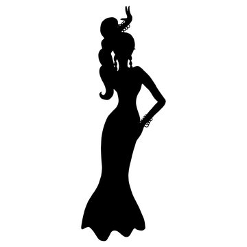 Vector illustration with silhouette of woman dancing belly dance