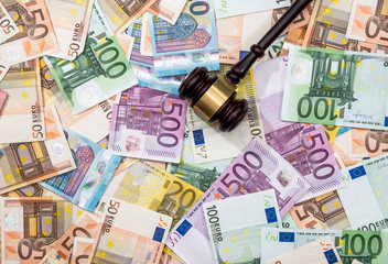 Judge hammer on euro bills