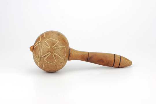 Cuban Maracas. Beautiful maracas on white background. Musical instrument maracas.
