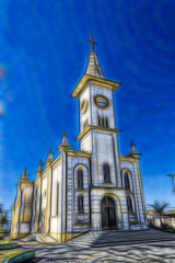 Fototapeta na wymiar Cathedral Church of Brodowski - Sao Paulo - Brazil illustration