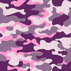 Wallpaper murals Camouflage Military camouflage seamless pattern, purple monochrome. Classic clothing style masking camo repeat print. ruby colors texture. Design element. Vector illustration.
