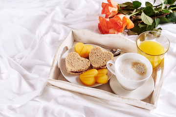 Breakfast with roses for Valentine's Day