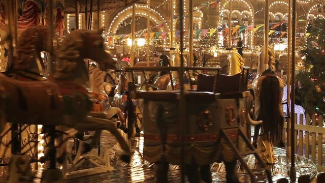 old vintage carousel in a holiday park