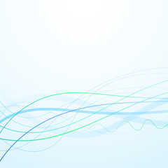 Abstract curved and wavy lines on a blue