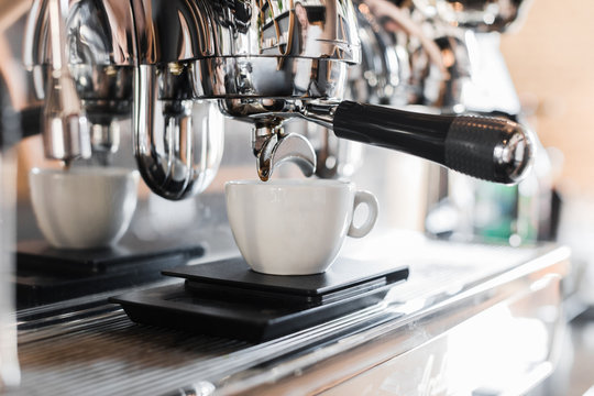 Coffee maker machine at cafe.