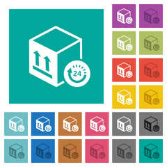 One day package delivery square flat multi colored icons
