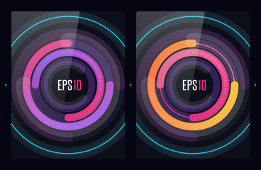 User interface UI elements colorful infographic data for App design. Modern abstract business circle progress bar background. Eps 10 vector illustration