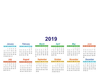 calendar 2019 down