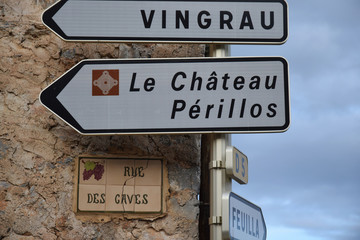 Panneau : Opoul, Pyrénées orientales, château Périllos
