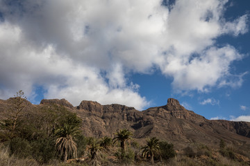 Mountains and cloudy sky in Gran Canaria, Canary Islands, Spain