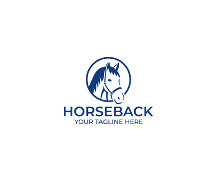 Horse's Head Logo Template. Horse in Circle Vector Design. Animal Illustration