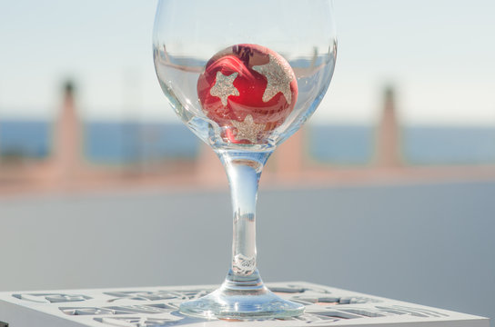 wineglass with decoration ball