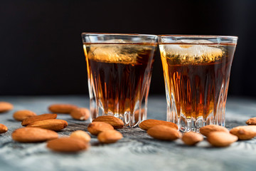 Italian amaretto liqueur with dry almonds