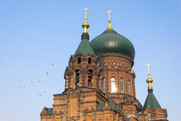 Saint Sophia Cathedral in Harbin, located in  Harbin City, Heilongjiang Province, China. Built in 1907 and expanded from 1923-32, and turned into a museum in 1997.