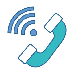 telephone service with waves signal vector illustration design