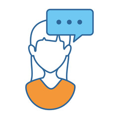 woman profile with speech bubble vector illustration design