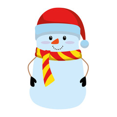 christmas snowman kawaii character vector illustration design