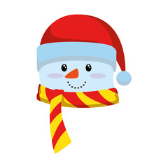 christmas snowman kawaii character vector illustration design