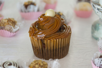 Tasty Cupcake - close up - other candies beside not in focus