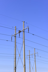 Isolated pole under the blue sky, close-up
