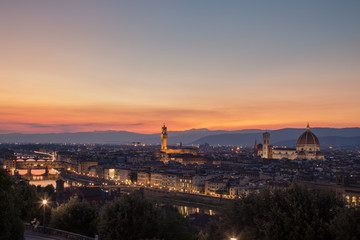 Panoramic of Florence at sunset